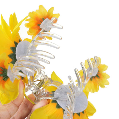 Simulated Sunflower Flower Hair Claws Hair Clip Women Holiday Fashion Ponytail Hairpin Hair Accessories