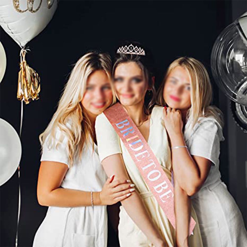 1set Rose Gold Bride to BE Satin Sash Crown Wedding Bridal Shower Decorations  Bachelorette Party Supplies