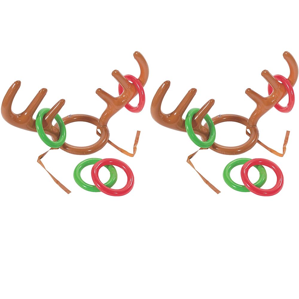 Christmas Inflatable Reindeer Antler Ring Toss Game Antler Shape Balloon Toys Birthday Family Christmas Party Decor Supplies