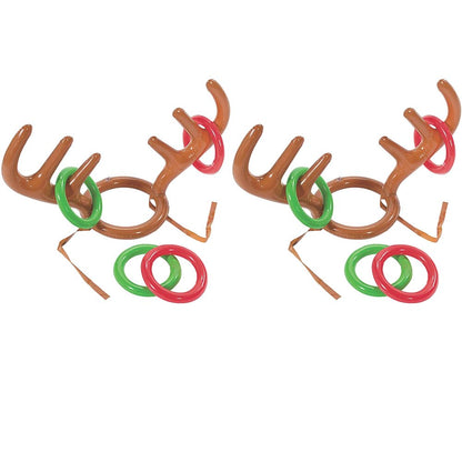 Christmas Inflatable Reindeer Antler Ring Toss Game Antler Shape Balloon Toys Birthday Family Christmas Party Decor Supplies