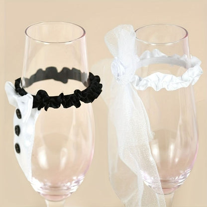 2Pcs Wedding Bride Groom Wine Cups Champagne Glasses Ornaments, Glass DIY To Be Bridal Shower Bachelorette Party Decor