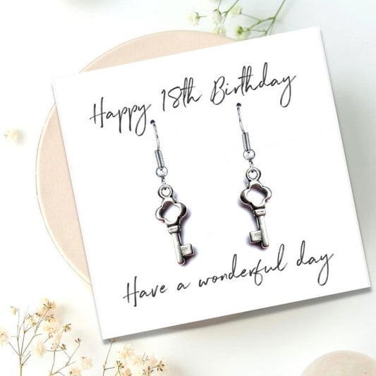 Happy 18th Birthday Earrings & Message Card