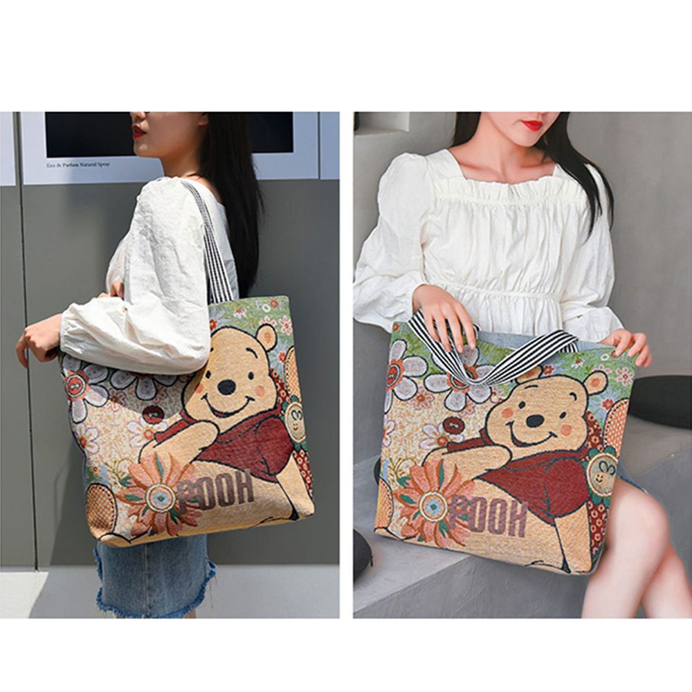 Disney Mickey Mouse Retro Shoulder Bags for Women's Cartoon Anime Canvas Handbags Stitch Winnie Oxford Bag Shopping Storage Bags