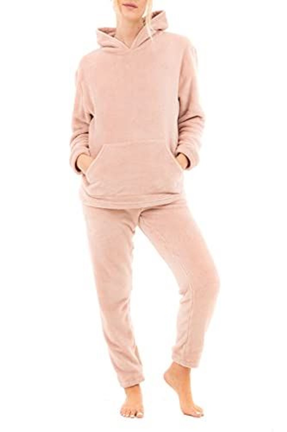 LADIES FLEECE HOODIE & JOGGER SET PNK M