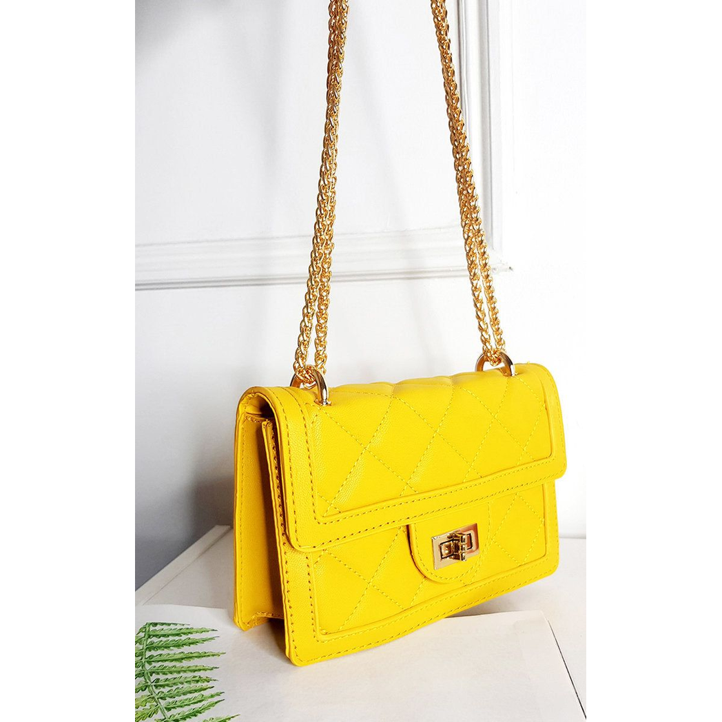 Faux Leather Chain Strap Shoulder Bag