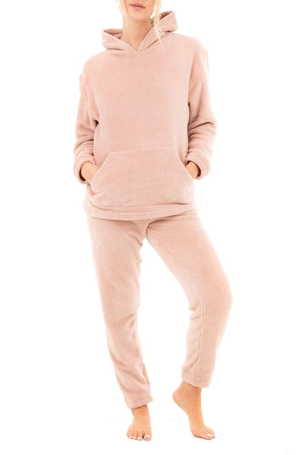 LADIES FLEECE HOODIE & JOGGER SET PNK M