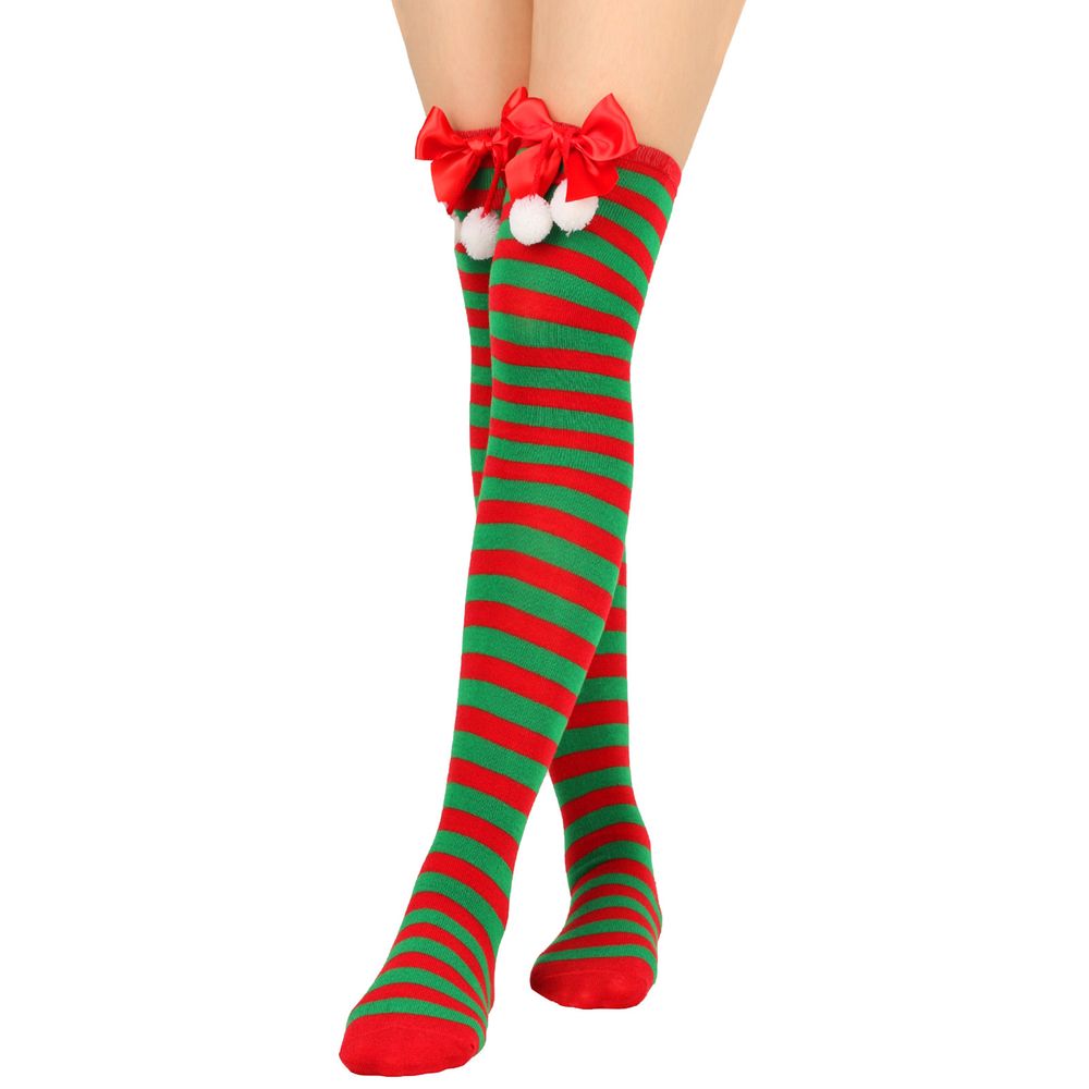 Christmas Bowknot Long Socks Over The Knee Bowknot Long Socks Holiday Ball Socks Cute Dress Socks for Women Lady Girls