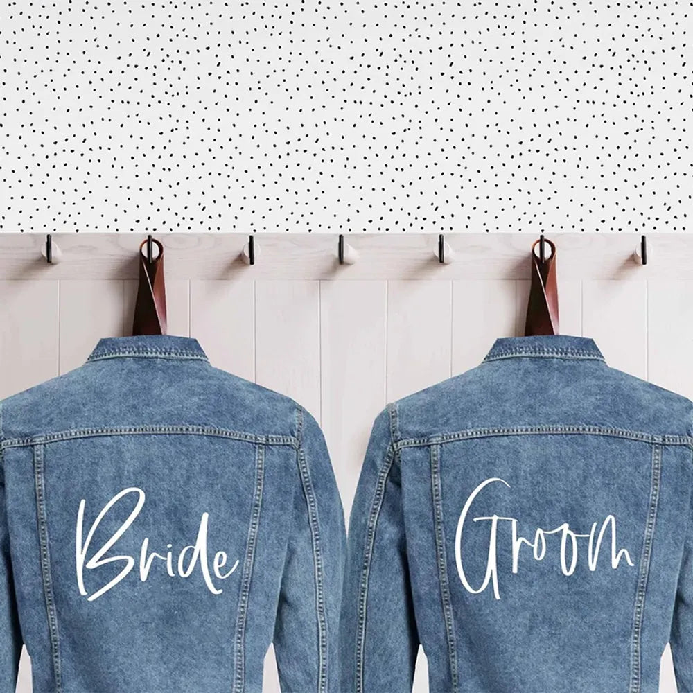 Bride groom Heat Transfer Iron on Decal for Newlywed Just married wedding Honeymoon travel bridal shower denim Jacket shirt