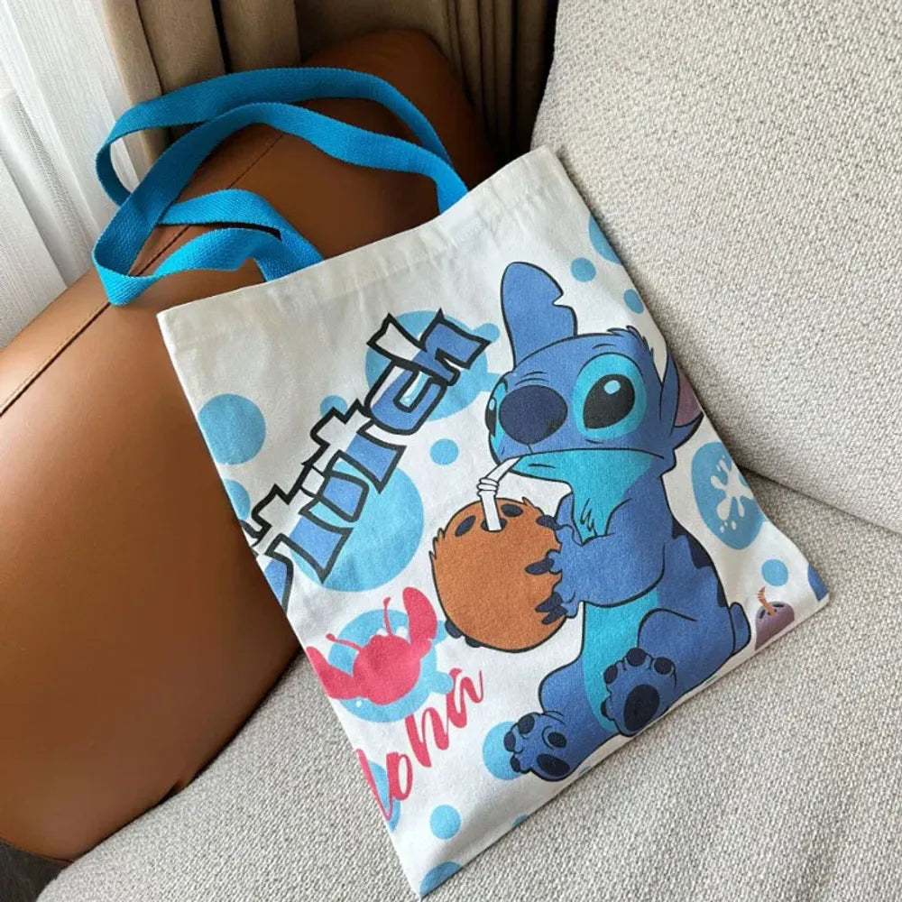 MINISO Diseny Stitch Bag Crossbody Bag STITCH Cartoon Peripheral Cute Canvas Shoulder Lilo and Baby Same Shopping Girls' Bag