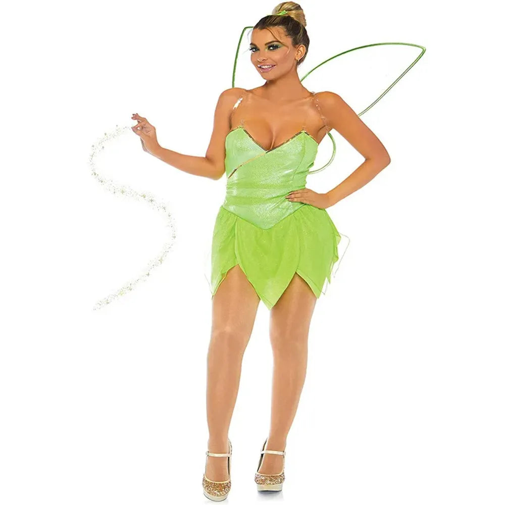 Xmas Princess Costume Elves Party Tinkerbell Tinker Bell Dress Christmas Princess Dress with Wings