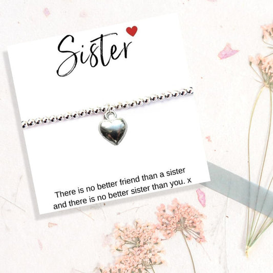 Stretch Beaded Bracelet & Sister Message Card