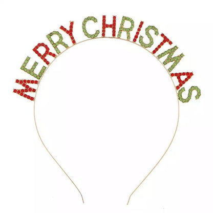 New Year Headdress Christmas Gift Female Jewelry Merry Christmas Headband Korean Style Hair Hoop Rhinestone Crown