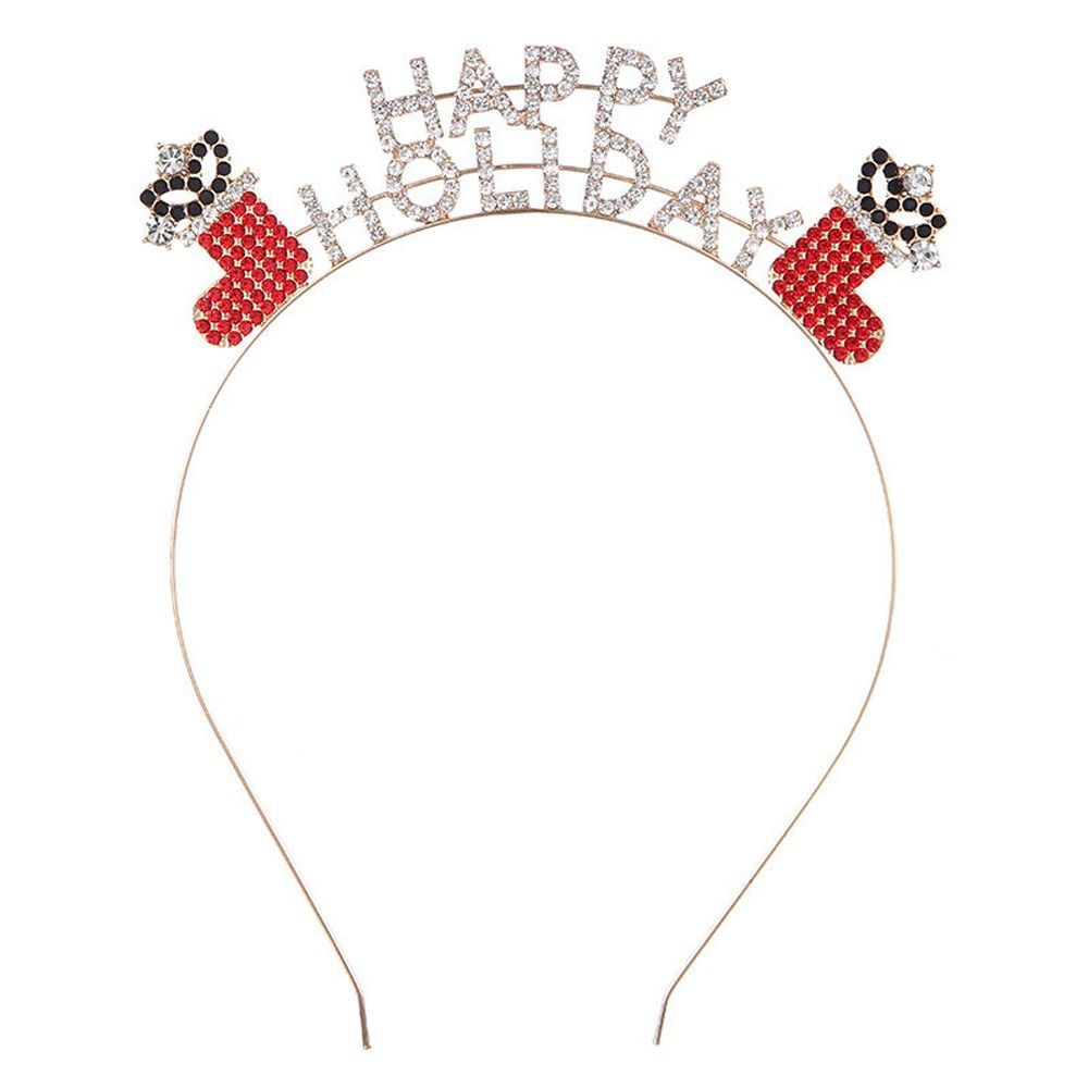 New Year Headdress Christmas Gift Female Jewelry Merry Christmas Headband Korean Style Hair Hoop Rhinestone Crown