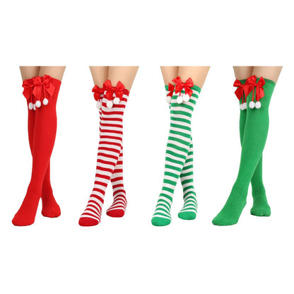 Christmas Bowknot Long Socks Over The Knee Bowknot Long Socks Holiday Ball Socks Cute Dress Socks for Women Lady Girls