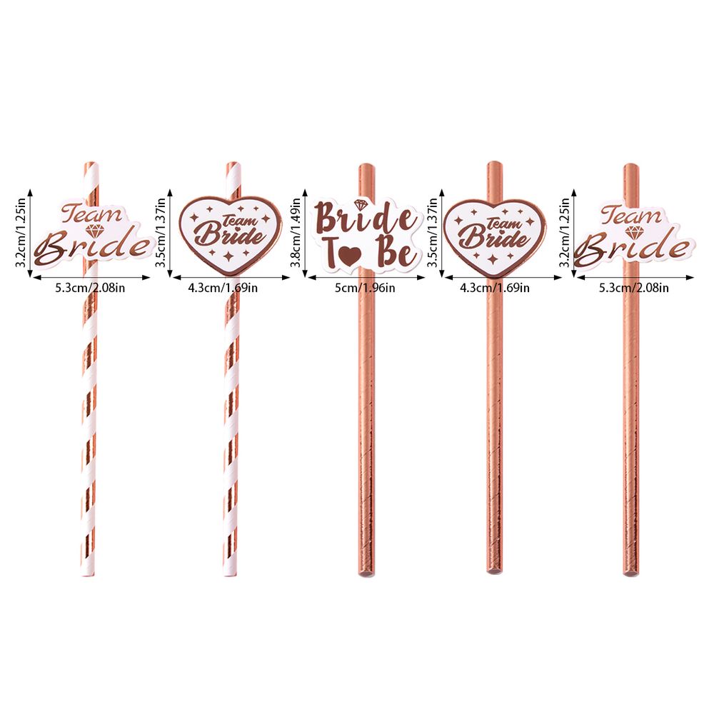 10pcs Rose Gold Team Bride Disposable Paper Straws Hen Party Bachelorette Party Drinking Straw Bride To Be Bride Shower Favors