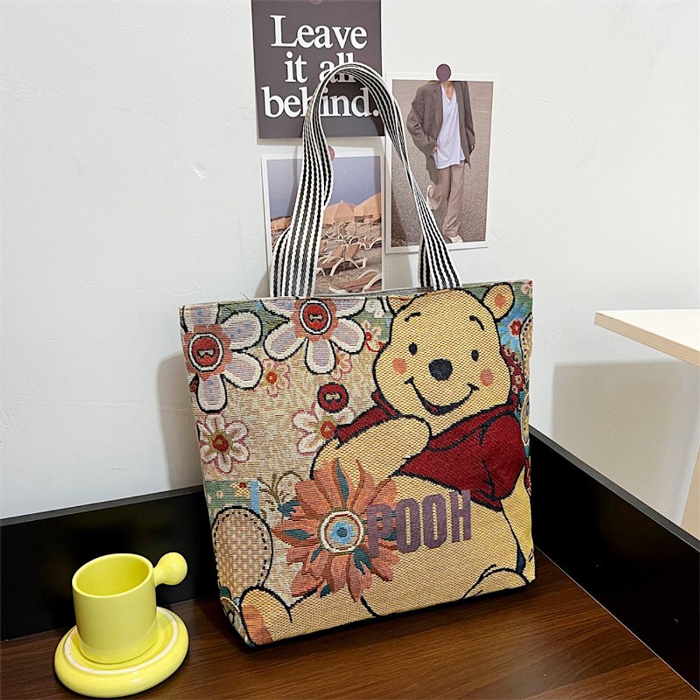 Disney Mickey Mouse Retro Shoulder Bags for Women's Cartoon Anime Canvas Handbags Stitch Winnie Oxford Bag Shopping Storage Bags