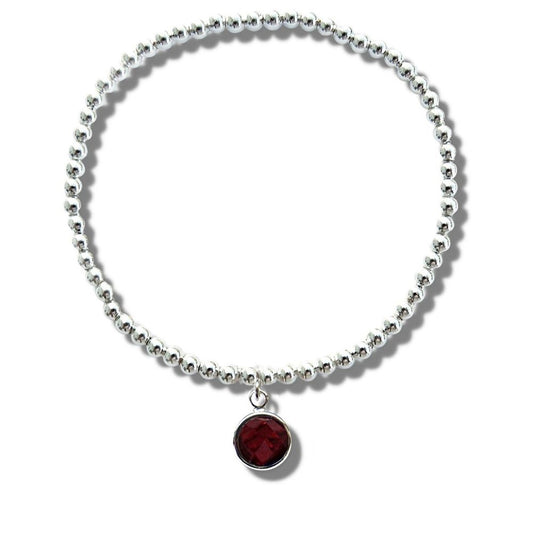 January Birthstone Beaded Bracelet - Dark Red