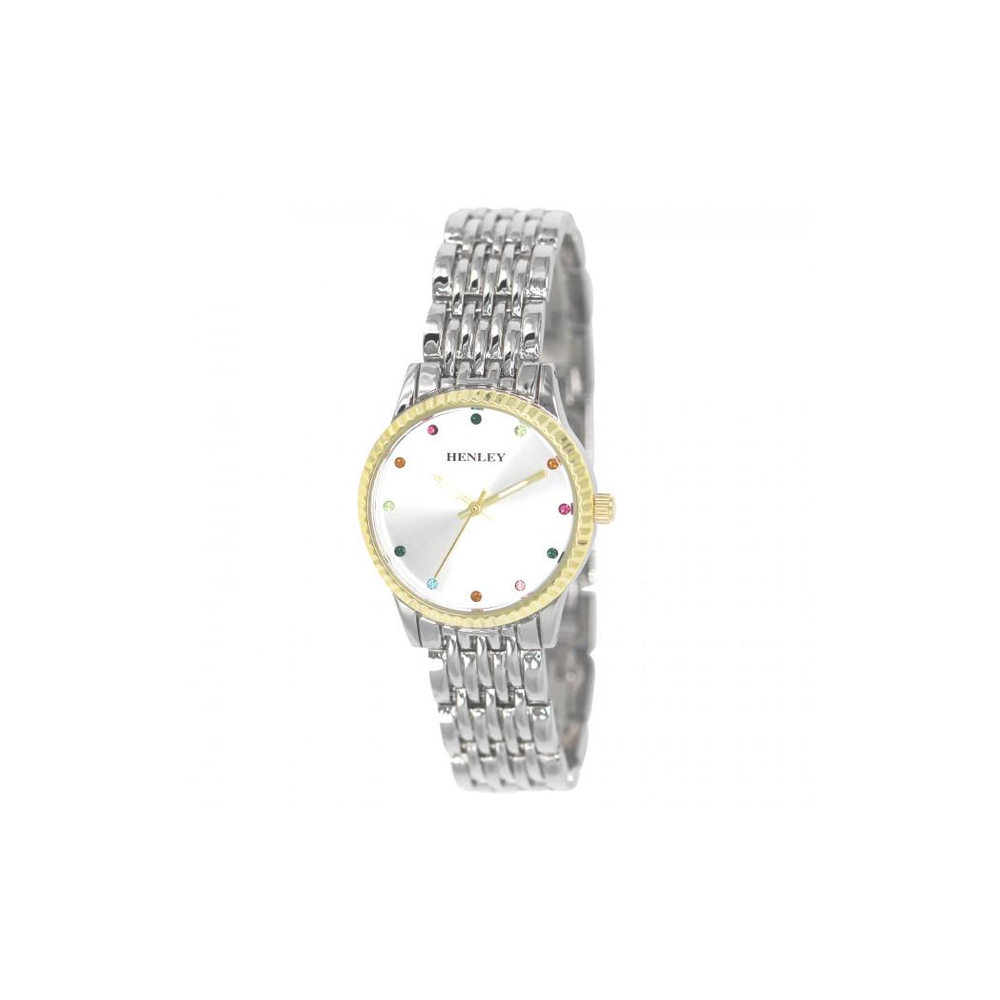 Henleys Ladies  Rainbow Spectrum Diamante Watch - Silver H07319.6