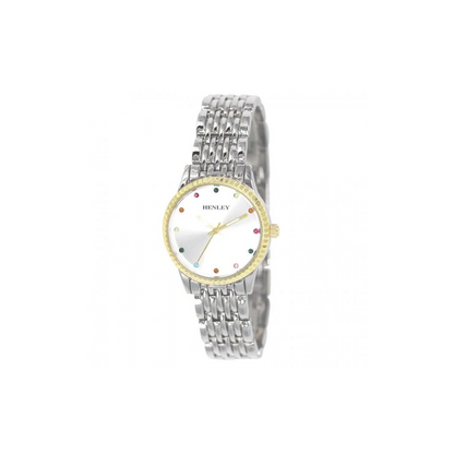 Henleys Ladies  Rainbow Spectrum Diamante Watch - Silver H07319.6