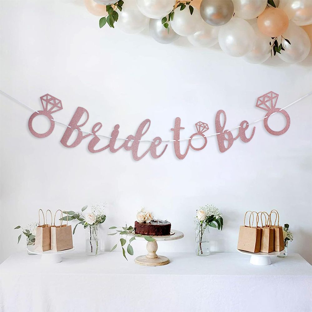 Rose Gold Glitter Bride to Be Banner for Wedding Engagement Party Decor Bridal Shower Party Bunting Bachelorette Party Supplies