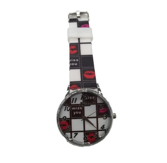 Relda Ladies Analogue Black & White Silicone Strap Watch REL99