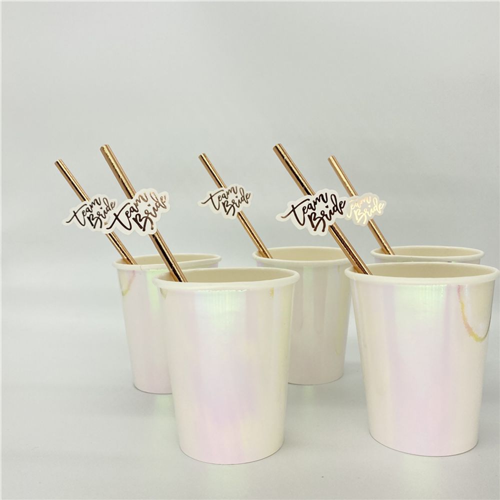 10Pcs Rose Gold Team Bride Straws Hen Party Bachelorette Wedding Party Decoration Supplies