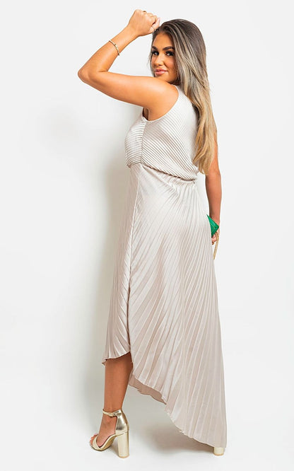 One Shoulder Cut Out Pleated Party Dress