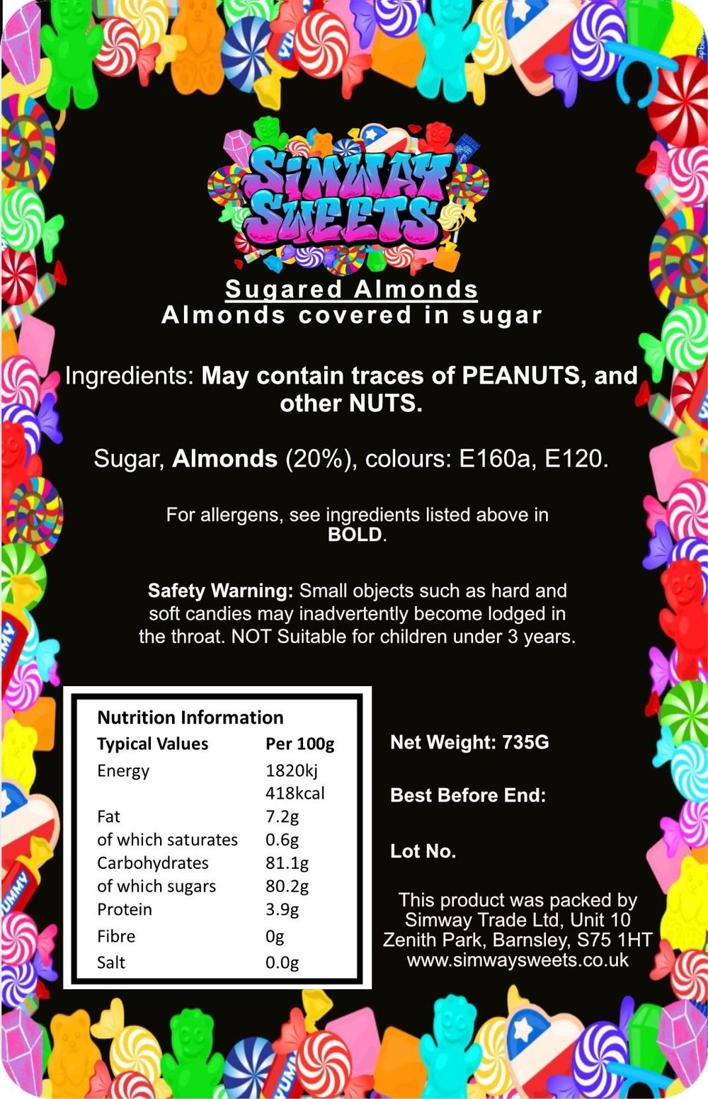 Sugared Almonds Retro Sweets Gift Jar