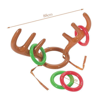 Christmas Inflatable Reindeer Antler Ring Toss Game Antler Shape Balloon Toys Birthday Family Christmas Party Decor Supplies