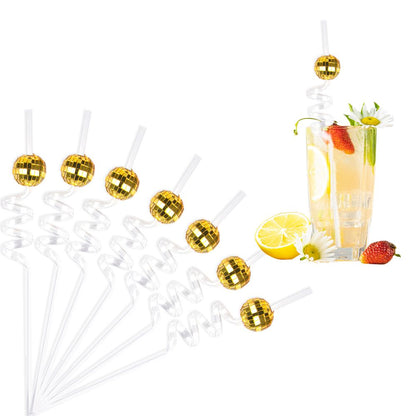 6pcs Mirror Disco Ball Straws 70s Disco party Decorative Mini Disco Straw Birthday Wedding Bachelorette hen bar Party decoration