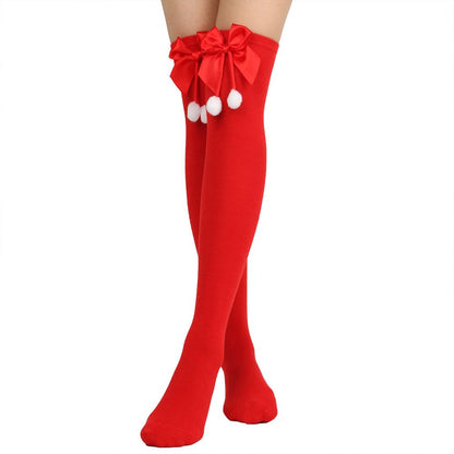 Christmas Bowknot Long Socks Over The Knee Bowknot Long Socks Holiday Ball Socks Cute Dress Socks for Women Lady Girls