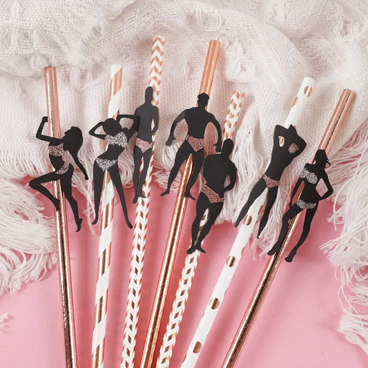 12Pcss Bachelorette Party Paper Drinking Straws Hen Night Wedding Bridal Shower Party Decoration Birthday Team Bride To Be Gift