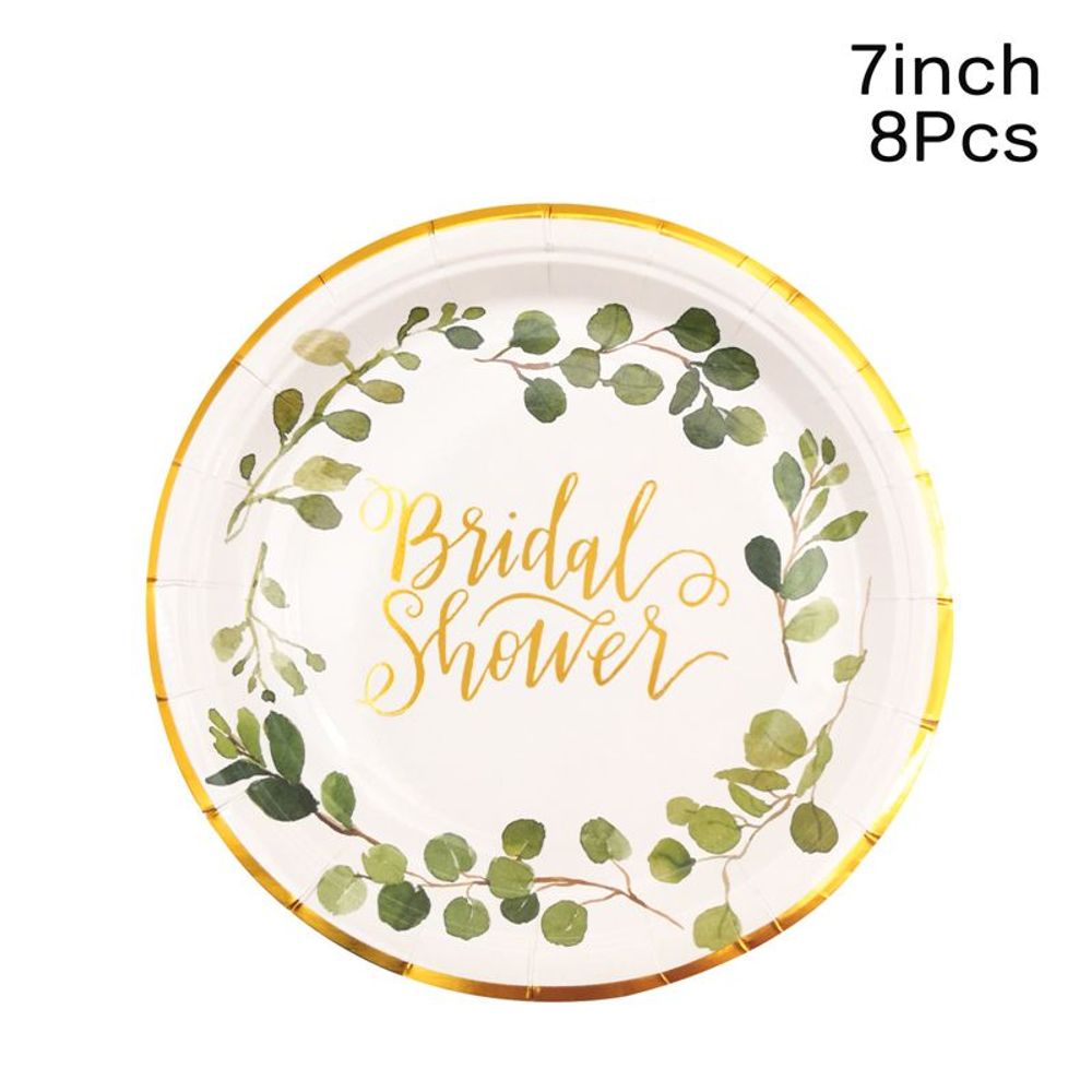 green leaf Bridal shower paper plates cups bride to be napkins tableware wedding party decoration bridal shower Bachelorette Party Favor