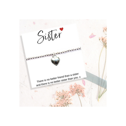 Stretch Beaded Bracelet & Sister Message Card