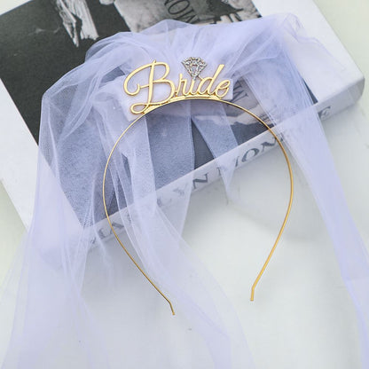 Bride To Be Crown Tiara Veil Headband Bachelorette Hen Party Bridal Shower Photo Props Wedding Engagement Rehearsal Decoration