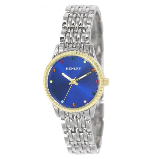 Henleys Ladies   Rainbow Spectrum Diamante Watch - Blue H07319.1