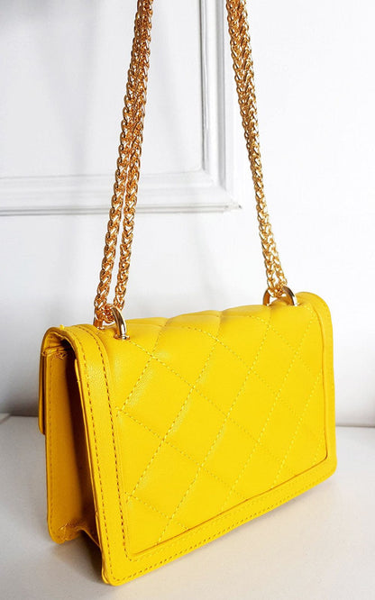 Faux Leather Chain Strap Shoulder Bag