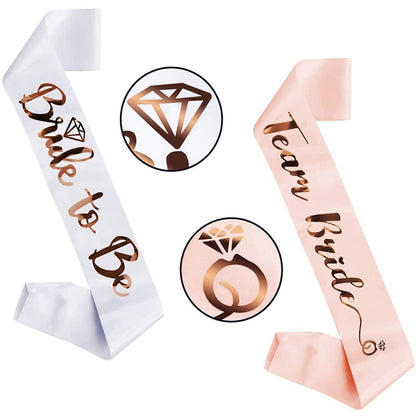 1Set Rose Gold Team Bride To Be Satin Sash for Bachelorette Party Decoration Girl Hen Party Wedding Bridal Shower Decor Supplies