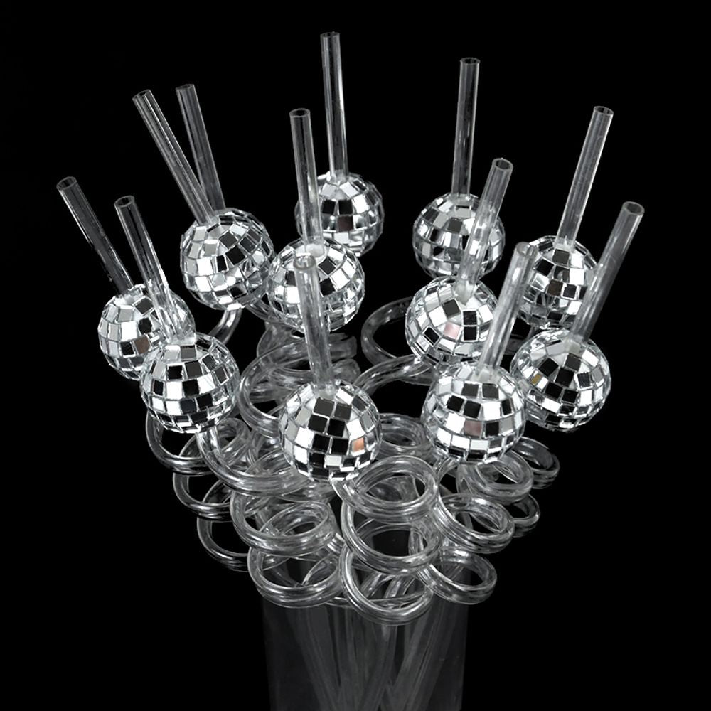 6pcs Mirror Disco Ball Straws 70s Disco Party Decoration Birthday Wedding Bachelorette Hen Party Supply Cocktail Drinking Straw