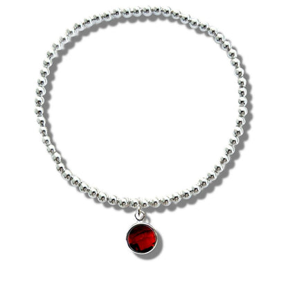 July Birthstone Beaded Bracelet - bright red