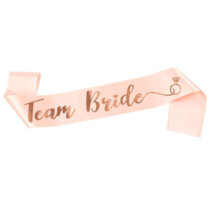 1Set Rose Gold Team Bride To Be Satin Sash for Bachelorette Party Decoration Girl Hen Party Wedding Bridal Shower Decor Supplies