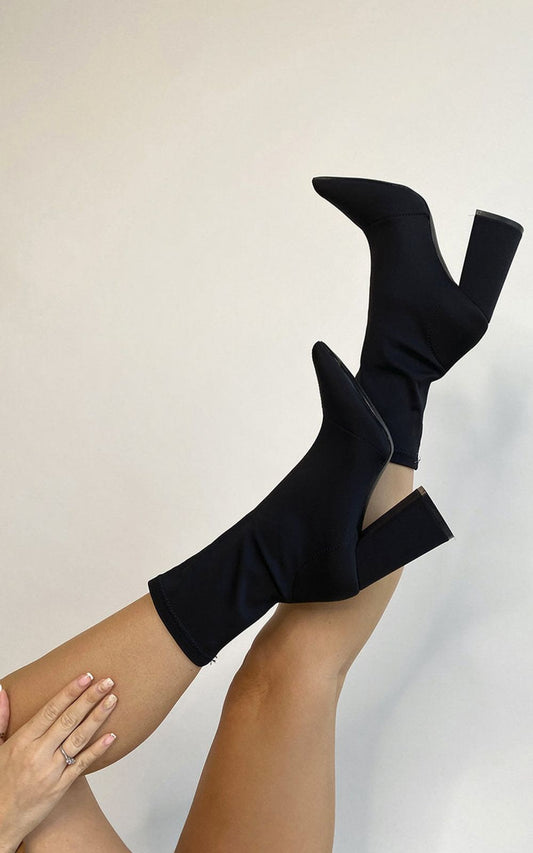 Block Heel Ankle Pointed Boots