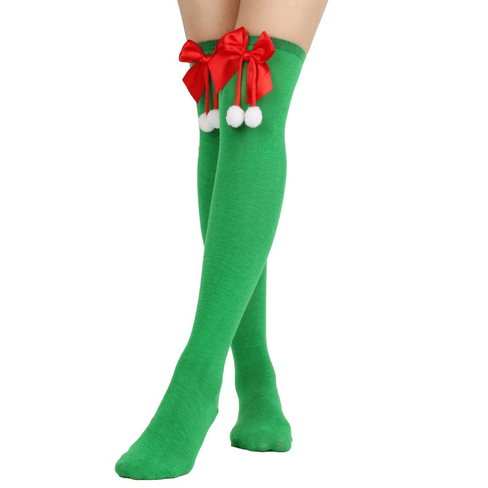 Christmas Bowknot Long Socks Over The Knee Bowknot Long Socks Holiday Ball Socks Cute Dress Socks for Women Lady Girls