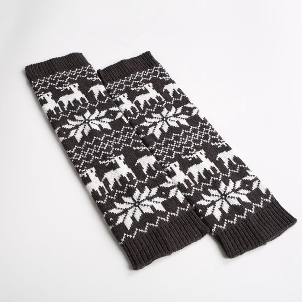 Women Knitted Woolen Leg Warmers Christmas Elk Autumn / Winter Warmth Protection Calf Leg Cover Pile Stocking SA293