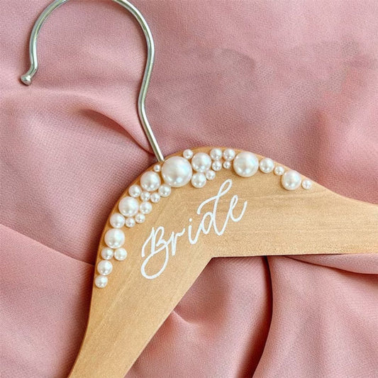 Wedding Dress Robe wooden pearls Hanger engagement bachelorette hen party bridal shower Bride to be decoration Mrs gift present