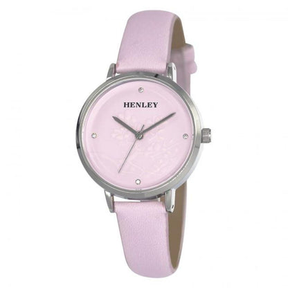 Henleys Ladies  Embossed Branchlet Watch - Pink H06169.5