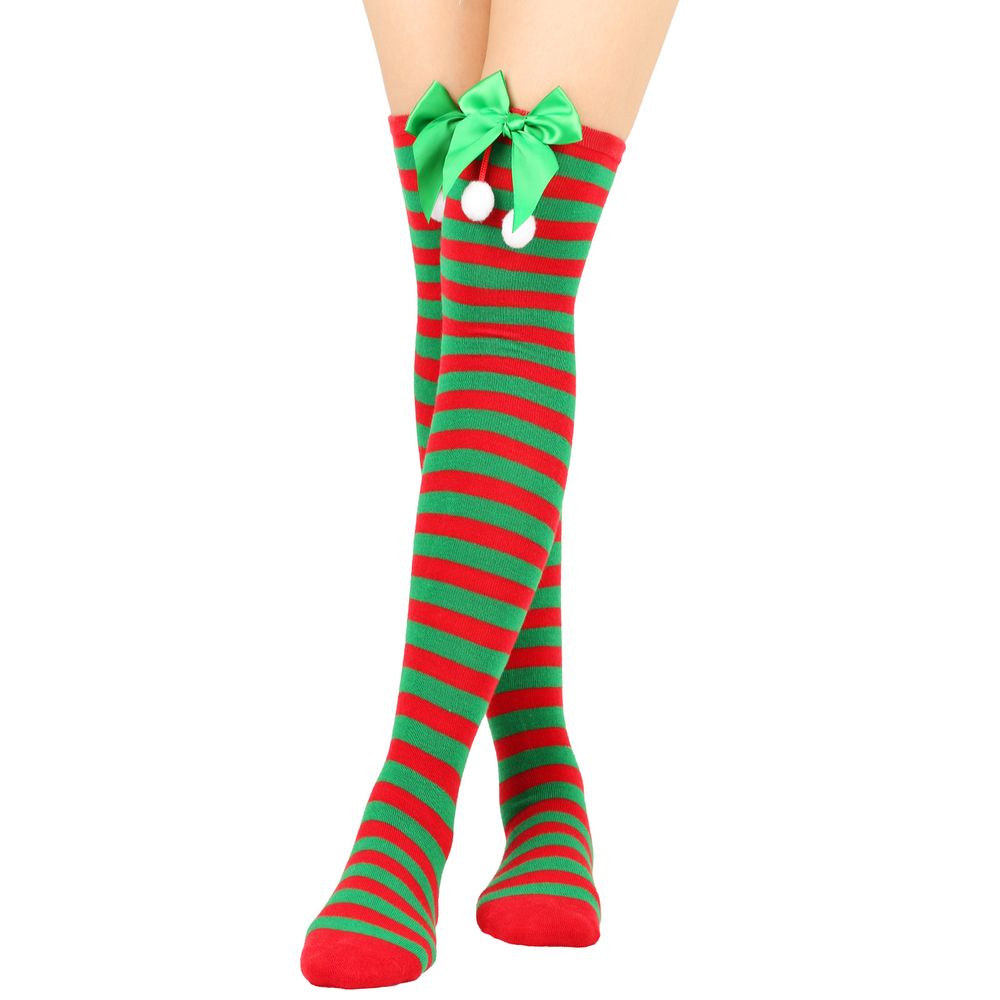 Christmas Bowknot Long Socks Over The Knee Bowknot Long Socks Holiday Ball Socks Cute Dress Socks for Women Lady Girls