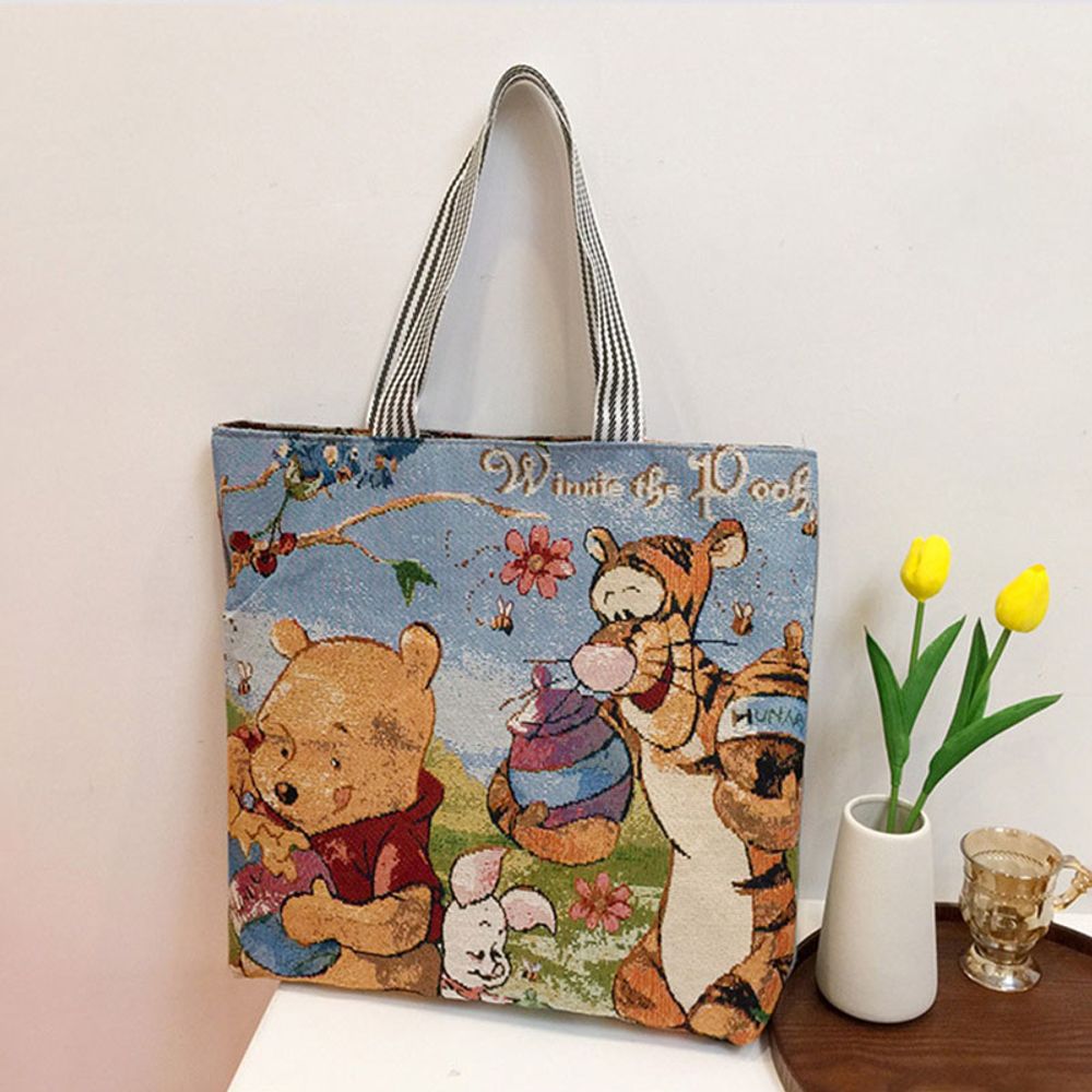 Disney Mickey Mouse Retro Shoulder Bags for Women's Cartoon Anime Canvas Handbags Stitch Winnie Oxford Bag Shopping Storage Bags