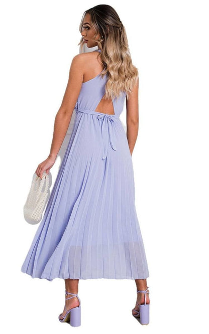 Pleated Crossover Maxi Dress