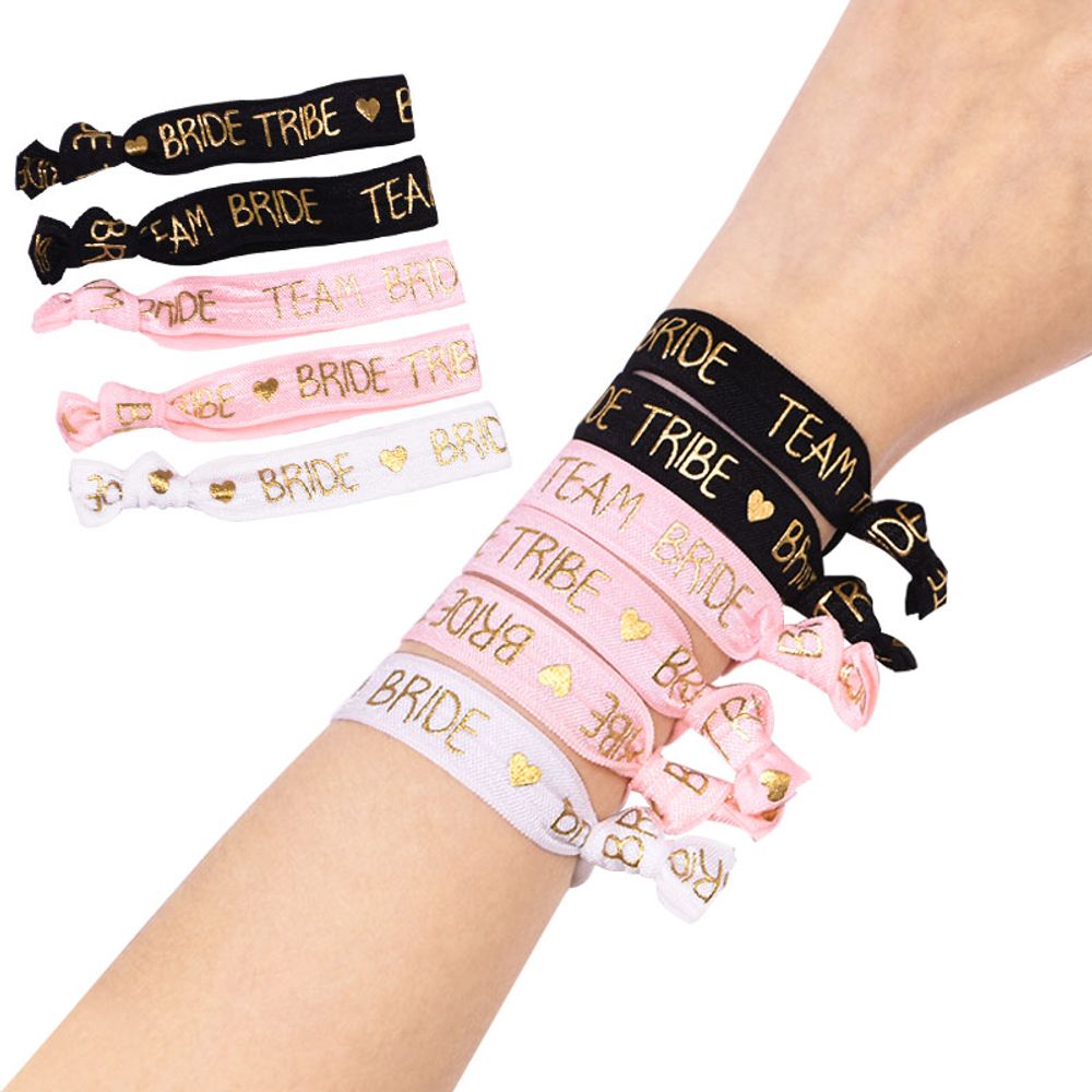 6/11pcs Bachelorette Party  Wristbands Team Bride Bracelet Bride To Be Decoration Hen Party Wedding Supplies Hair Ties